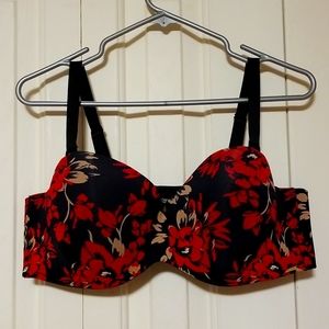 La Vie on Rose red, black and gold floral bra D40